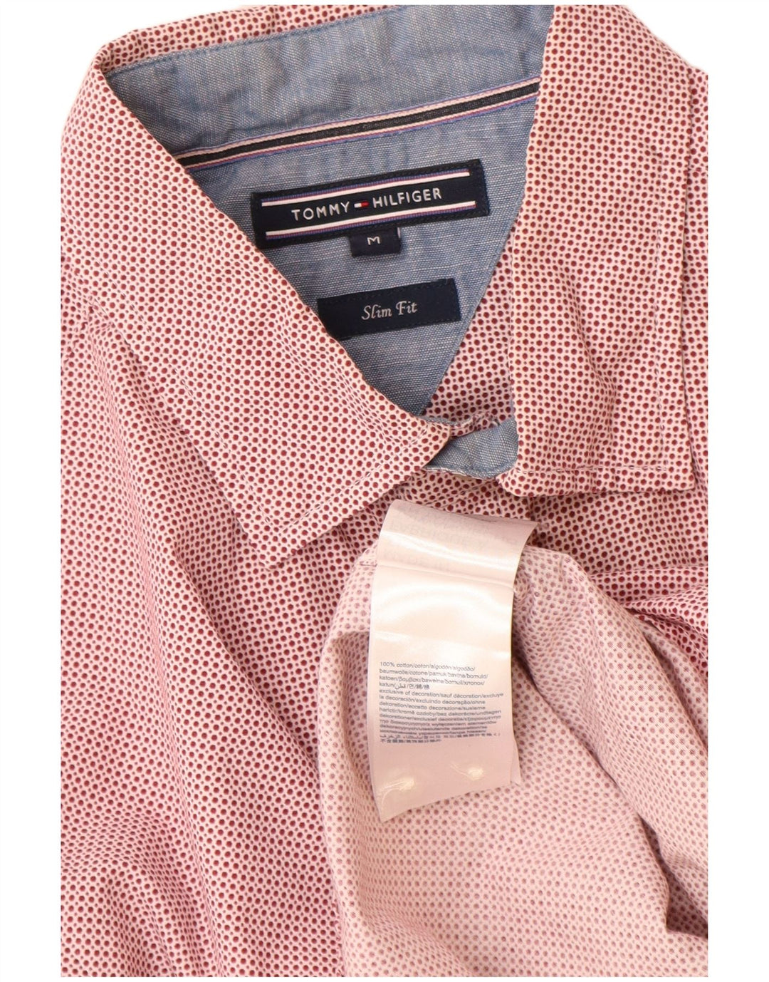 Cămașă pentru bărbați Tommy Hilfiger Slim Fit, bumbac mediu cu pete roșii