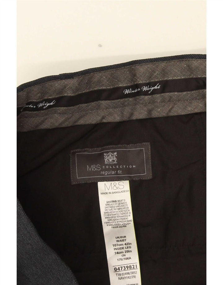 Pantaloni de costum drepți pentru bărbați Marks & Spencer L42 L29 Poliester bleumarin