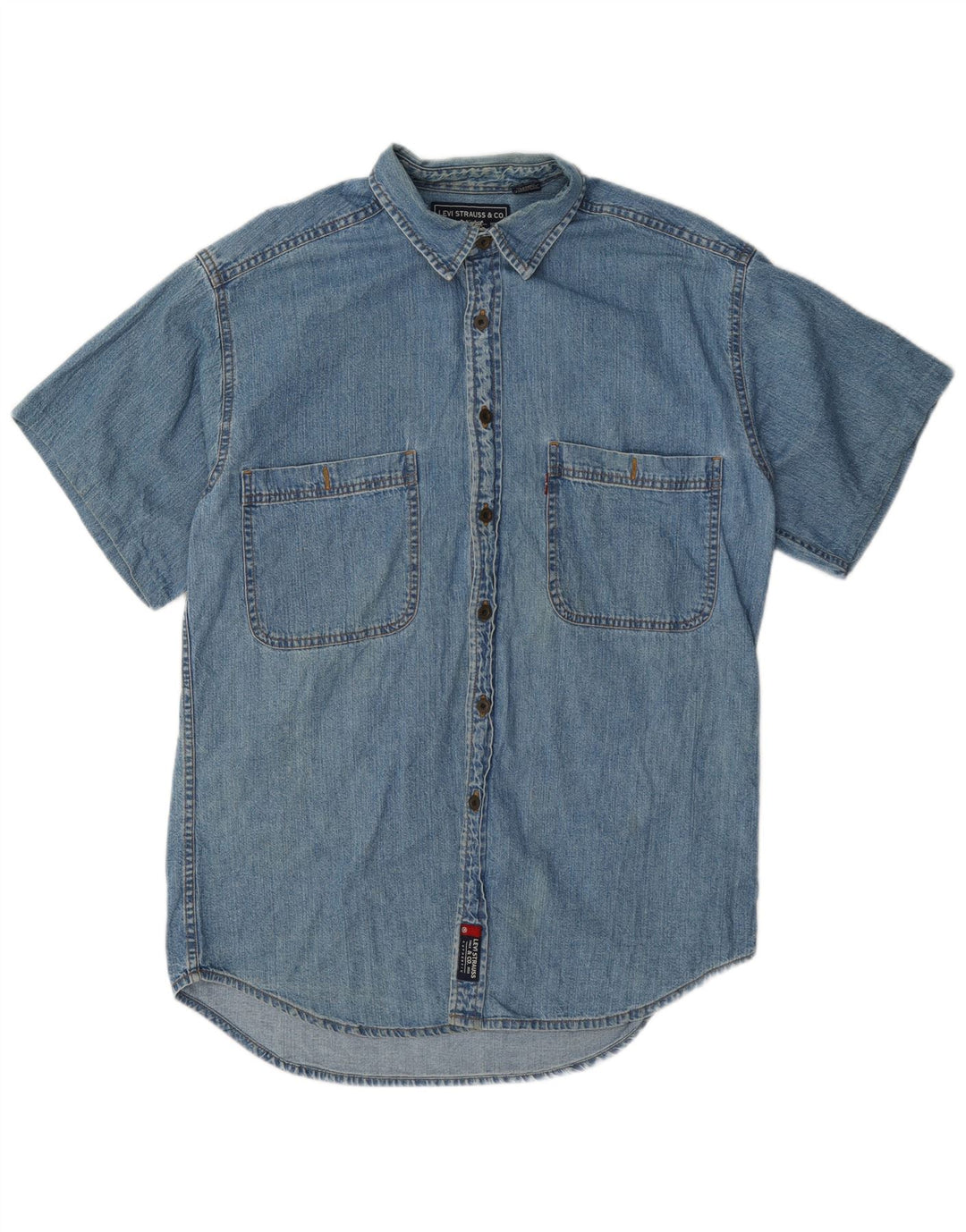 Cămașă de blugi cu mânecă scurtă pentru bărbați Levi's, bumbac albastru mediu