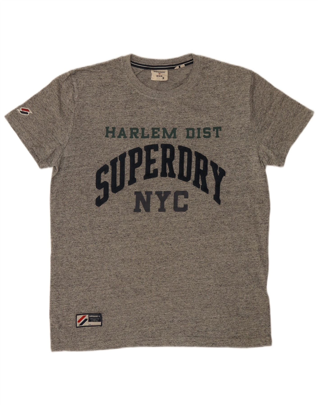 Tricou grafic pentru bărbați Superdry Top din bumbac cu pete gri mediu