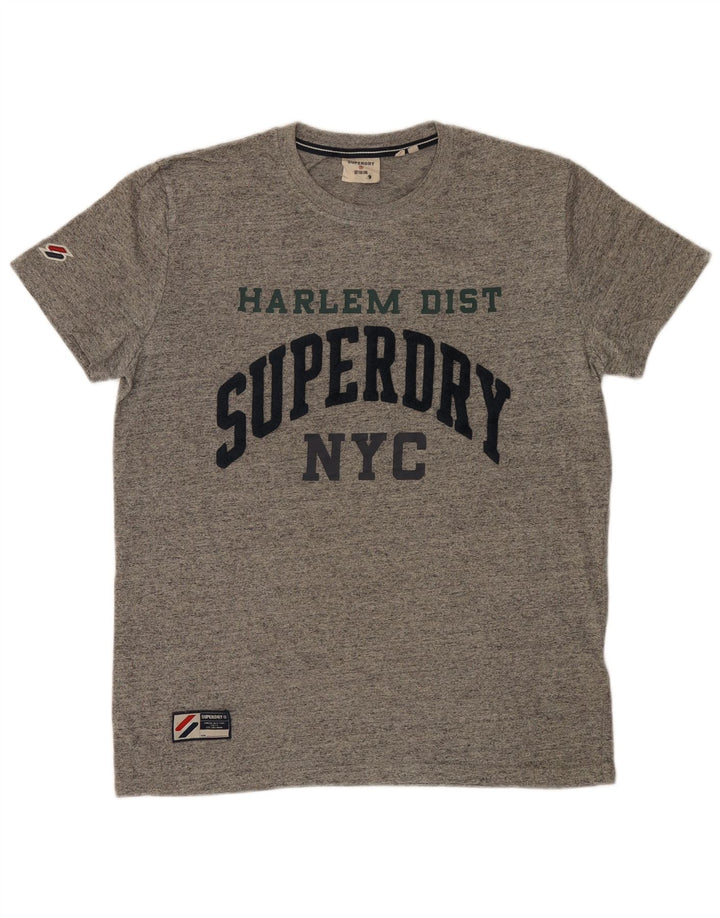Tricou grafic pentru bărbați Superdry Top din bumbac cu pete gri mediu