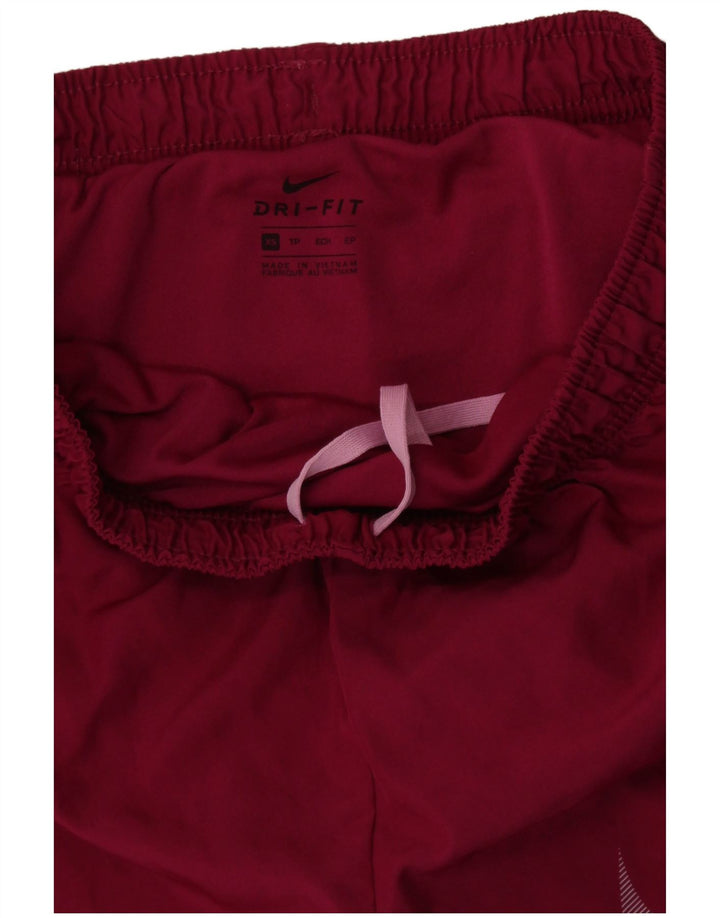 Pantaloni scurti sport NIKE Dri Fit pentru femei UK 6 XS Maroon Colorblock