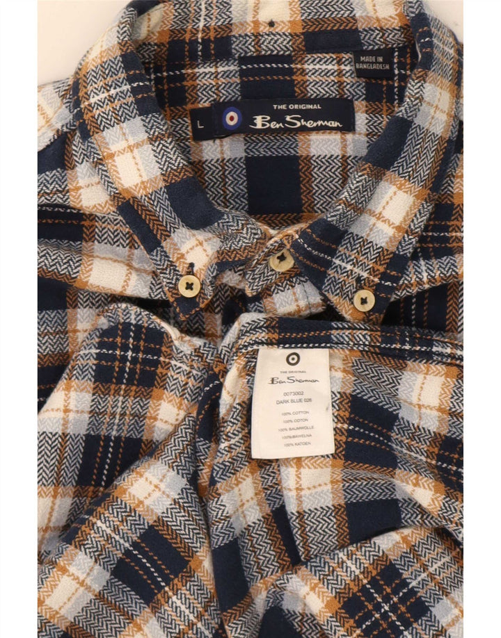 Cămașă de flanel pentru bărbați Ben Sherman, cu carouri mari, albastre
