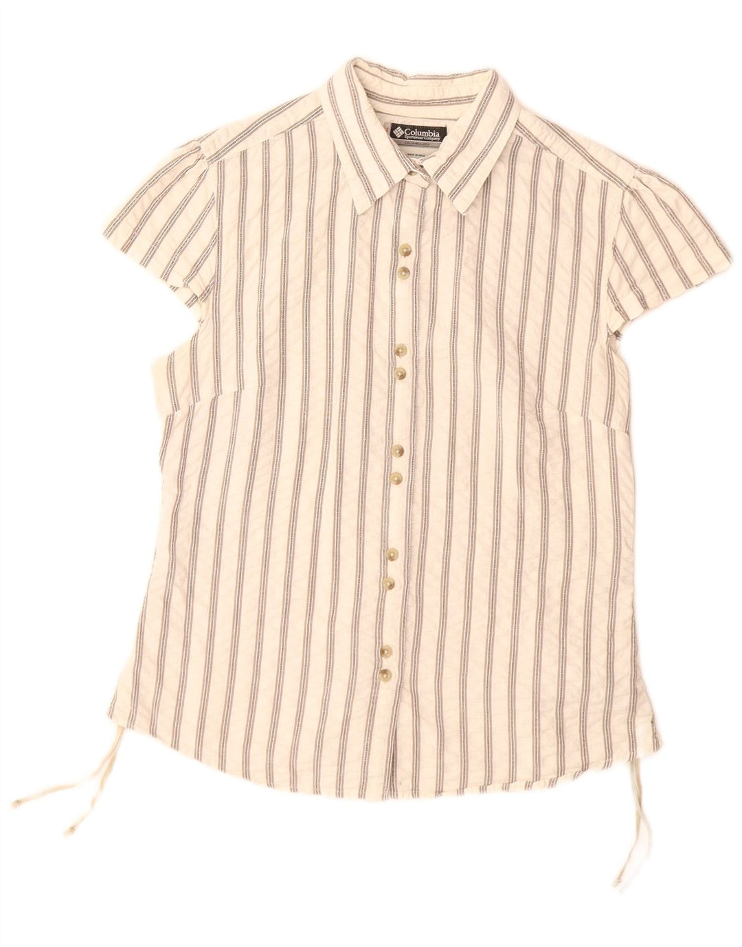 Cămașă cu mânecă scurtă pentru femei COLUMBIA UK 14, bumbac mare cu dungi albe