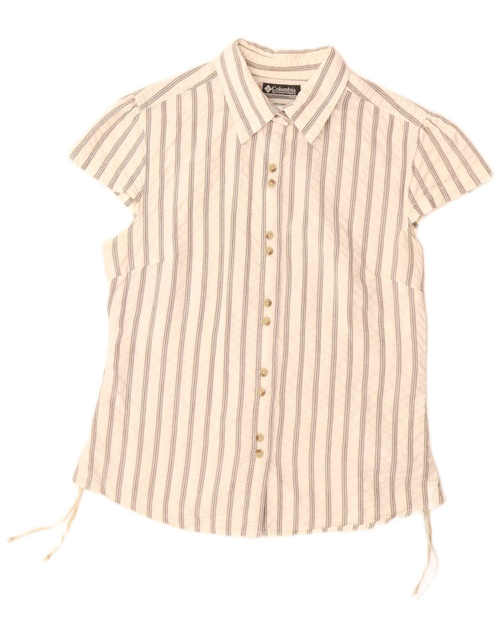 Cămașă cu mânecă scurtă pentru femei COLUMBIA UK 14, bumbac mare cu dungi albe