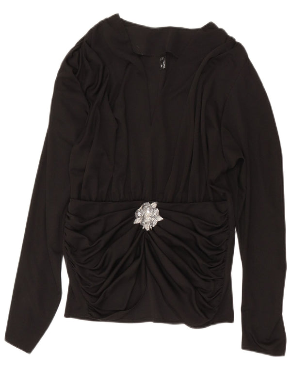 Bluză Vintage cu mânecă lungă pentru femei Top IT 38 XS Poliester negru