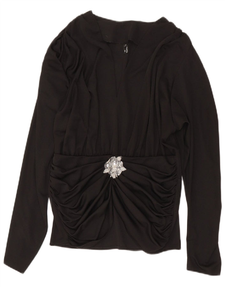 Bluză Vintage cu mânecă lungă pentru femei Top IT 38 XS Poliester negru