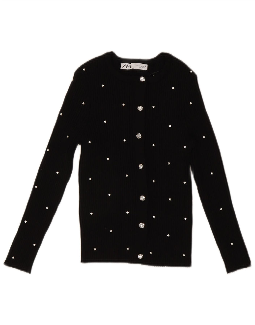 Crop Top pentru femei Zara UK 8 Small Black Spotted Nylon