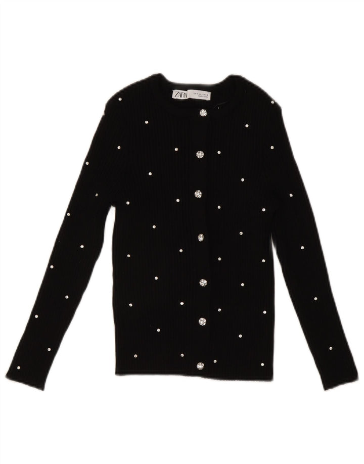 Crop Top pentru femei Zara UK 8 Small Black Spotted Nylon