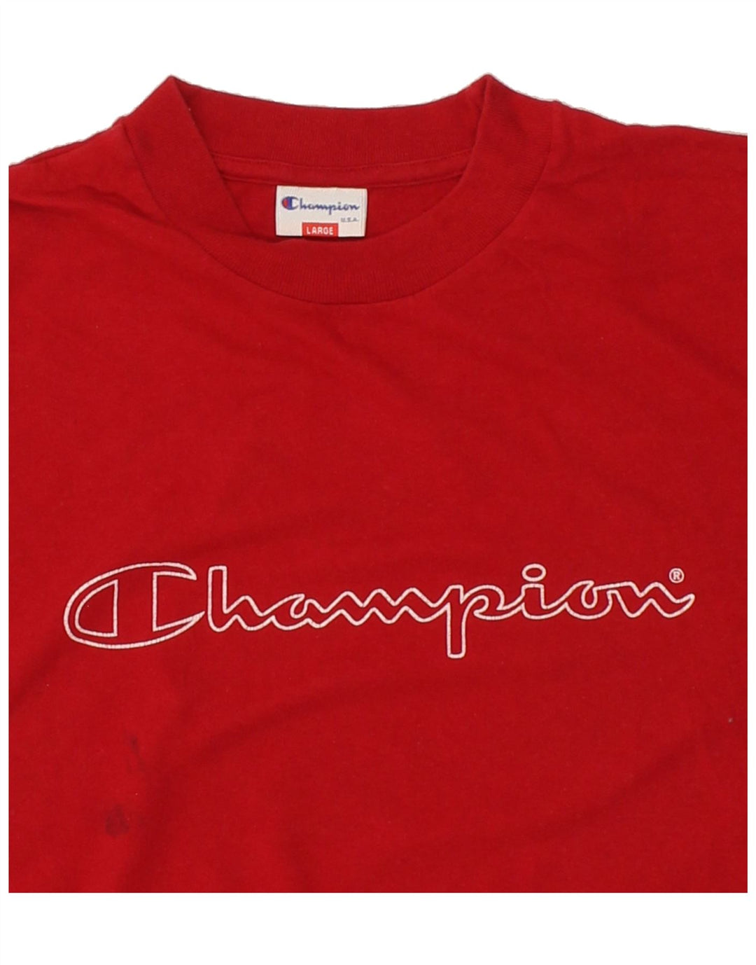 CHAMPION Mens Graphic T-Shirt Top Large Red Cotton Vintage Champion and Second-Hand Champion from Messina Hembry 
