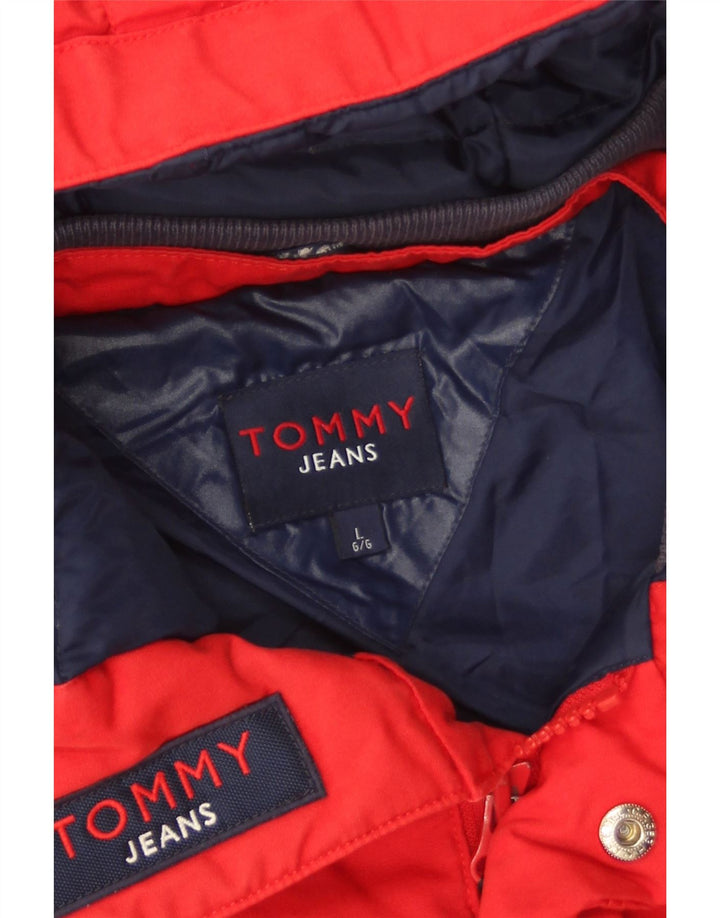 Jachetă căptușită cu glugă pentru bărbați Tommy Hilfiger UK 40 Poliester roșu mare