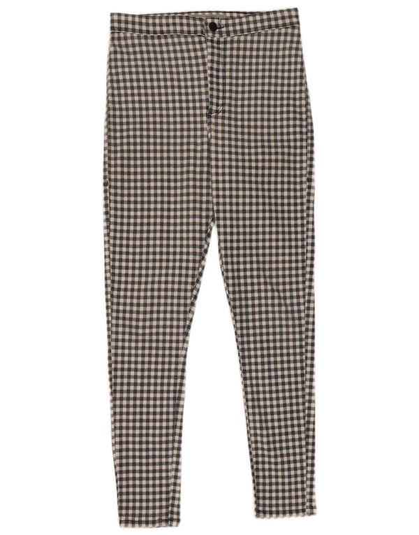 Pantaloni de damă Topshop Joni skinny casual W32 L27 bumbac cu carouri gri