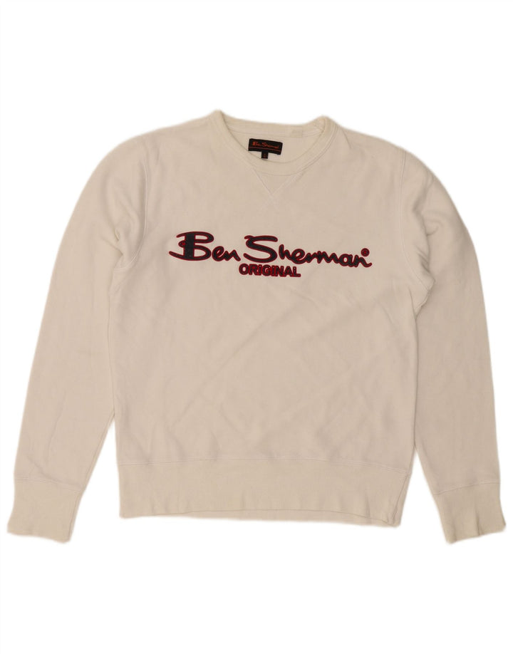 Hanorac grafic pentru bărbați Ben Sherman, pulover, bumbac alb mediu