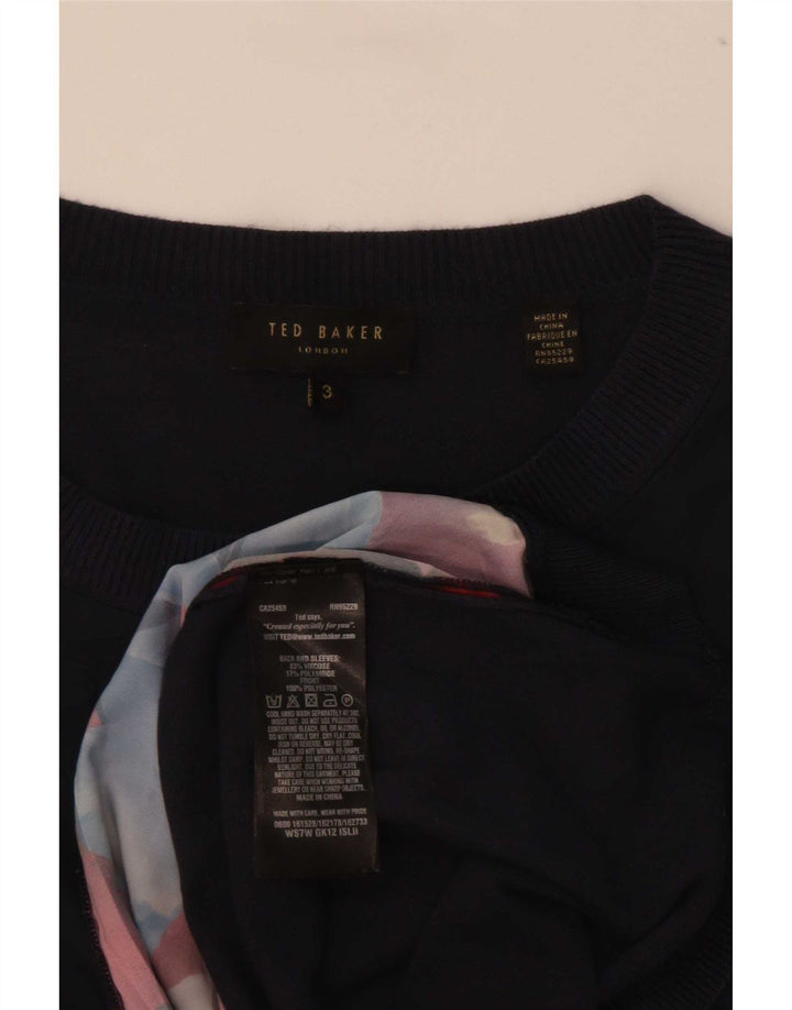 Pulover pentru damă Ted Baker cu gât de barcă, mărime 3, mediu, bleumarin, floral