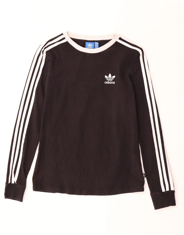 Top pentru femei ADIDAS cu mânecă lungă UK 10 mic bumbac negru