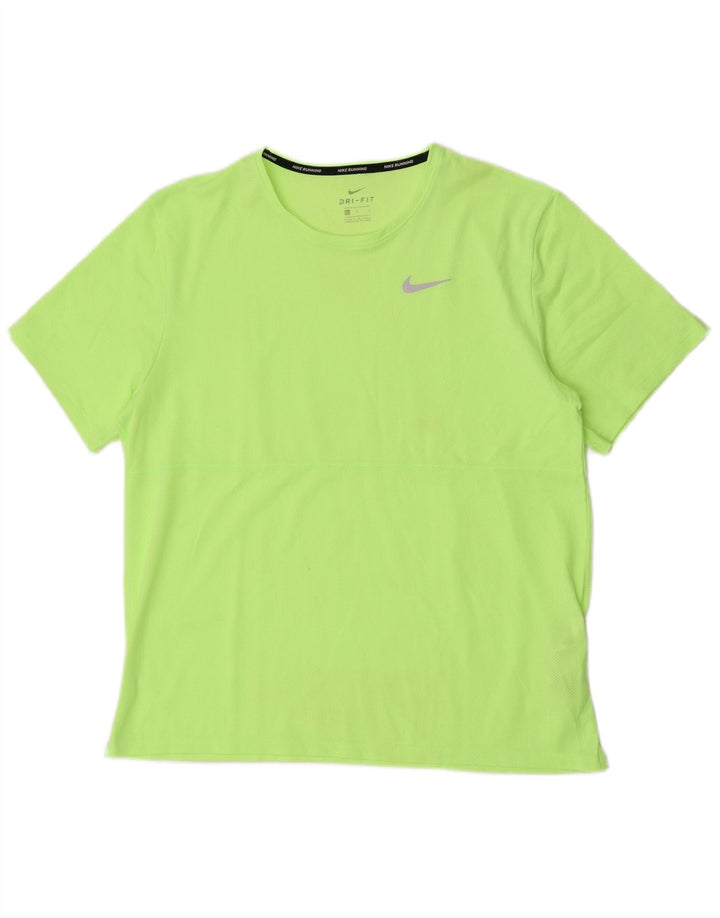 Tricou pentru alergare Nike Dri Fit pentru bărbați Top mare din poliester verde