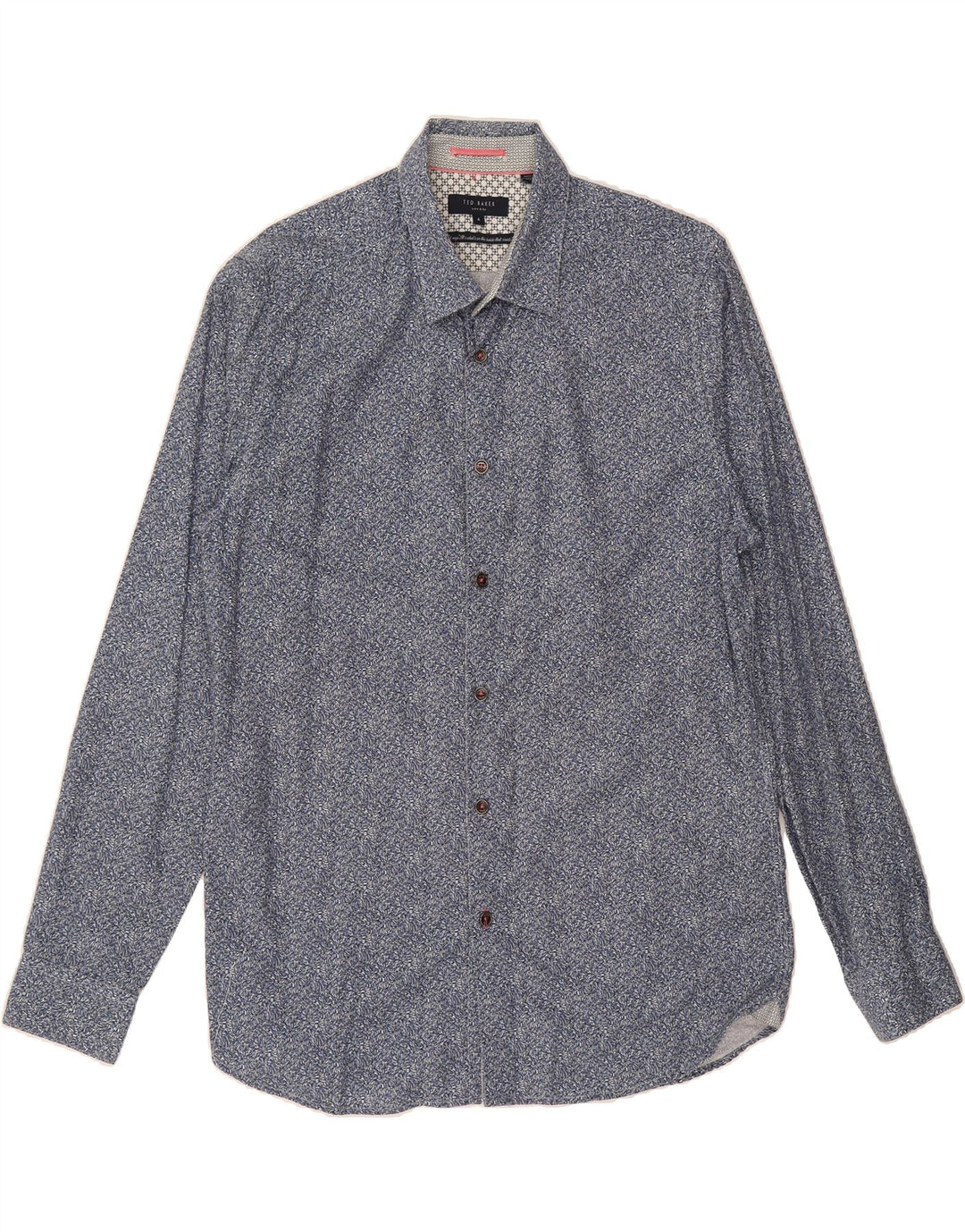TED BAKER Mens Shirt Size 4 Large Blue Floral Cotton Vintage Ted Baker and Second-Hand Ted Baker from Messina Hembry 
