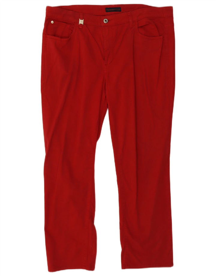 TRUSSARDI Pantaloni Drepți Damă Casual W34 L26 Bumbac Roșu