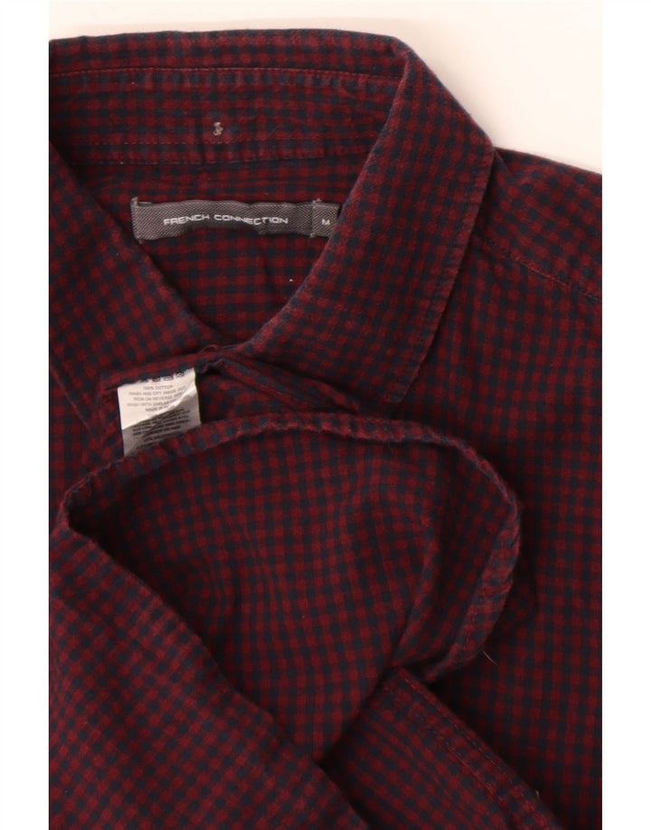 Cămașă pentru bărbați French Connection, bumbac vichy burgundy mediu