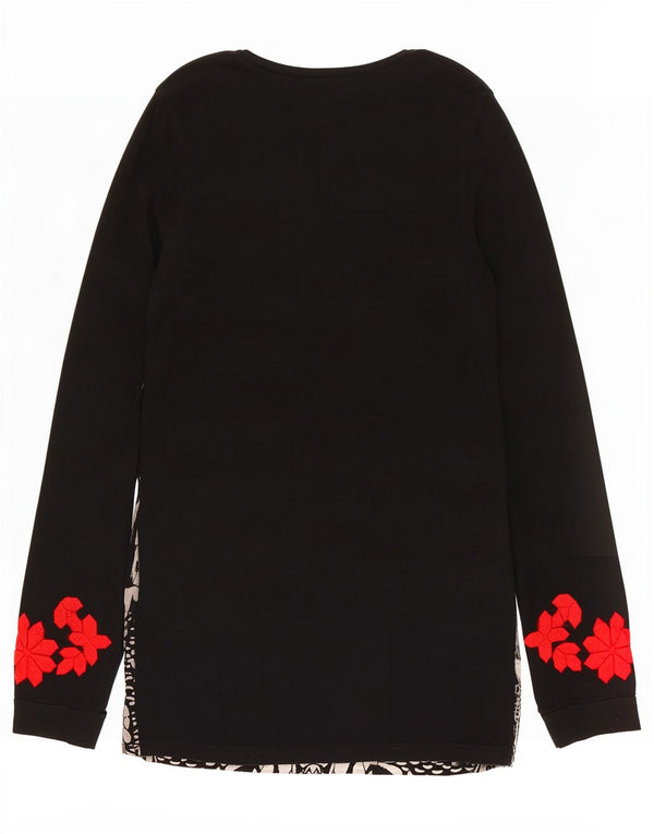 Bluză Desigual Femei Top UK 12 Medium Negru Floral Bumbac