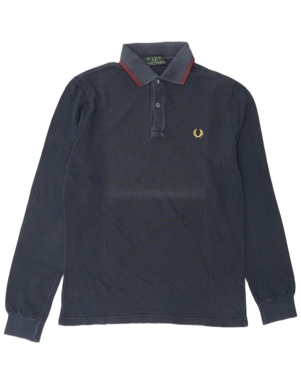 Cămașă polo cu mânecă lungă pentru bărbați Fred Perry, bumbac mediu albastru bleumarin