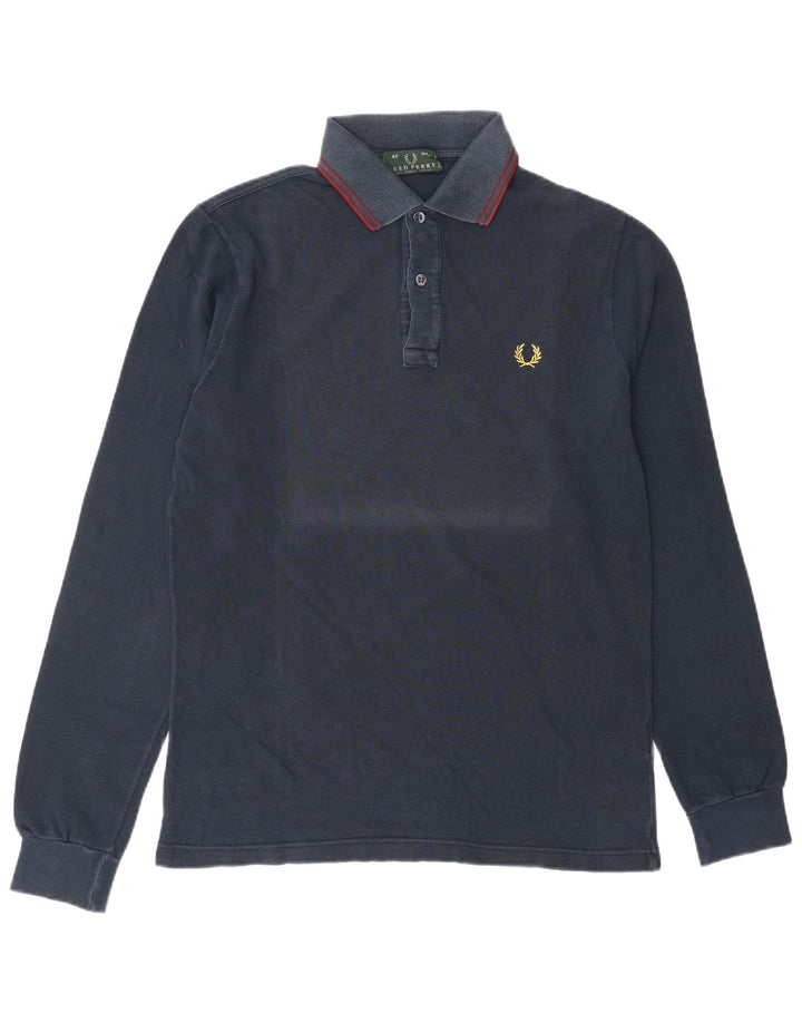 Cămașă polo cu mânecă lungă pentru bărbați Fred Perry, bumbac mediu albastru bleumarin