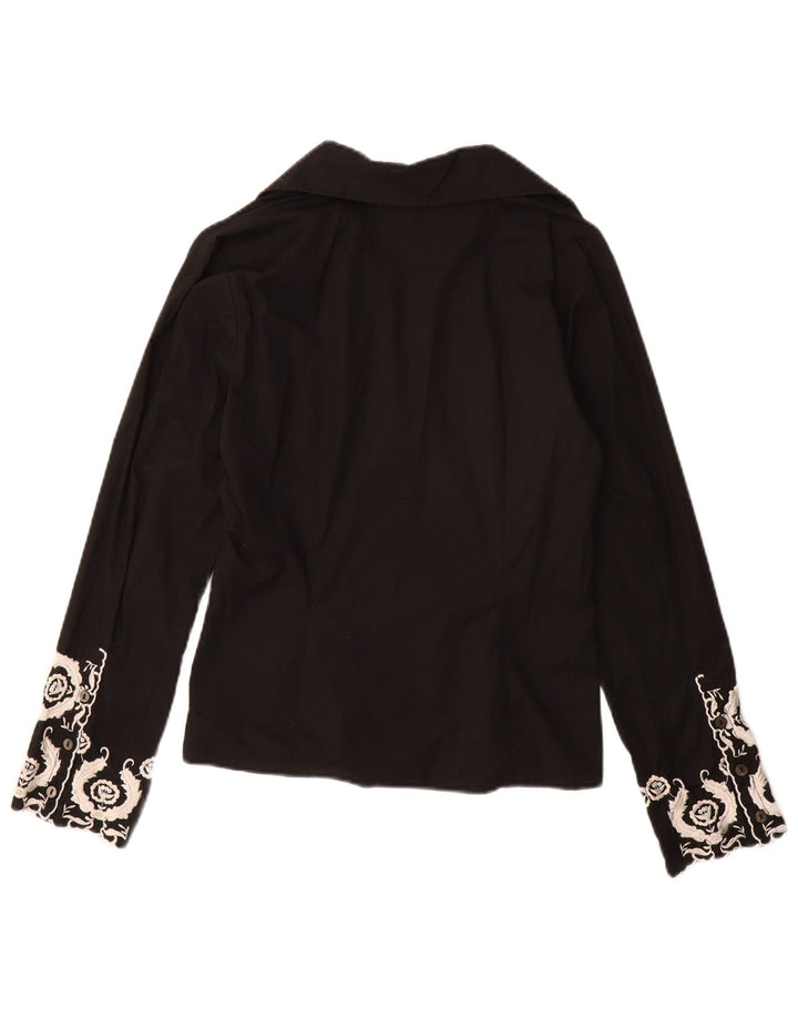 Bluză cămașă pentru femei Naracamicie UK 12 Medium Black Floral Bumbac