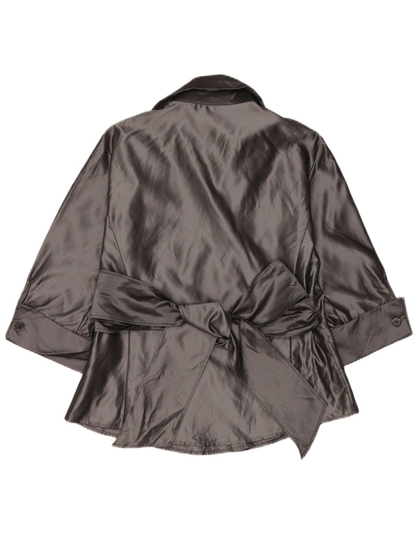 Bluză cămașă cu mâneci 3/4 pentru femei Zara UK 14, mare, gri acrilic