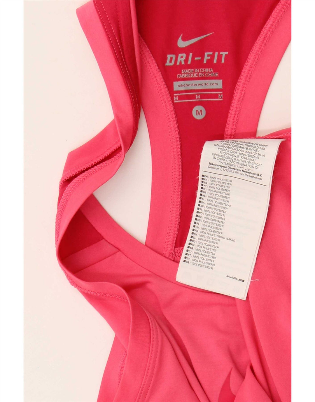 Top cu vestă grafică Nike Dri Fit pentru femei UK 12 Poliester roz mediu