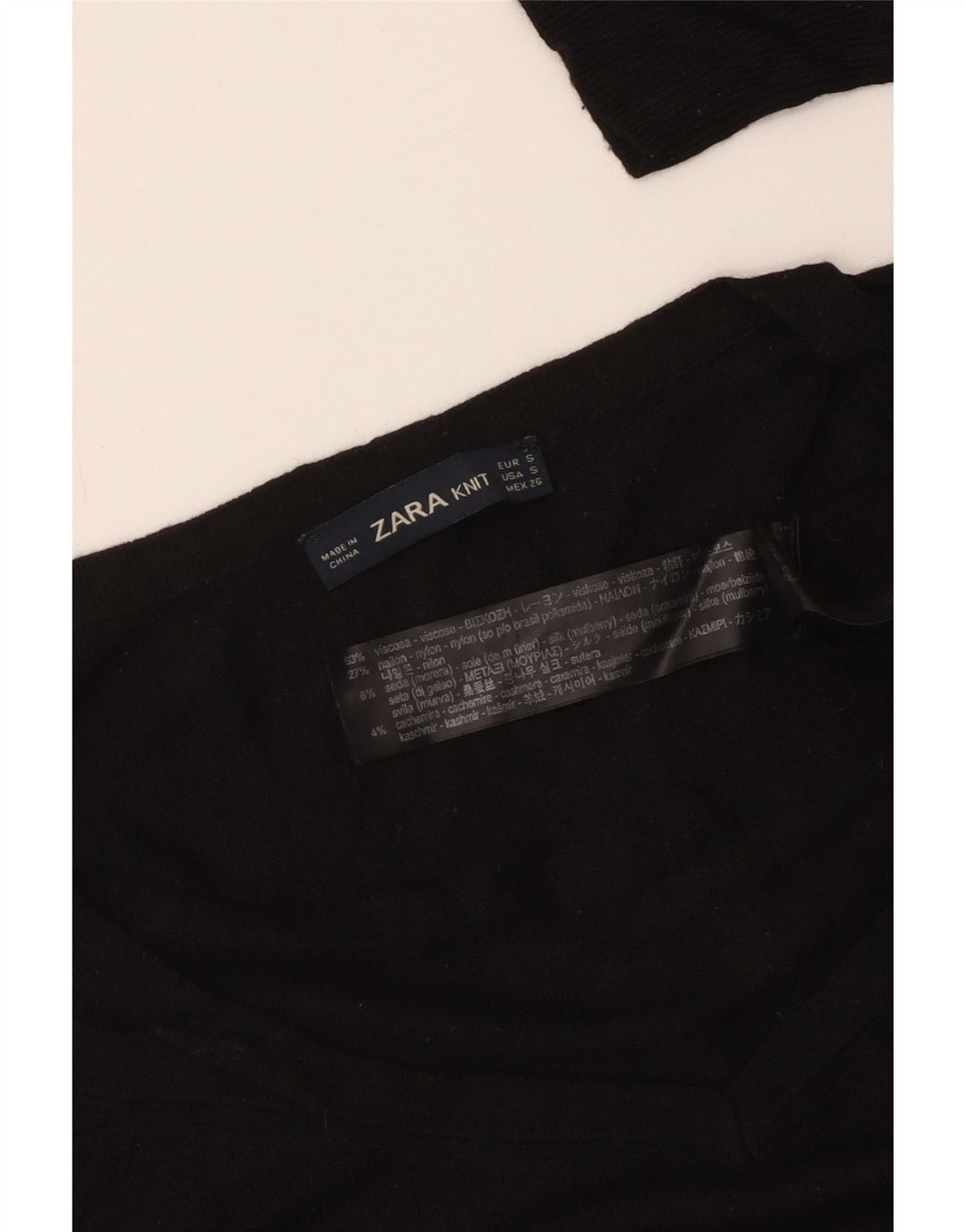 Pulover de damă ZARA supradimensionat cu decolteu în V, UK 10, mic, negru, viscoză