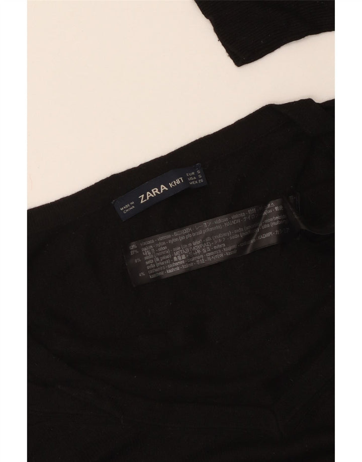 Pulover de damă ZARA supradimensionat cu decolteu în V, UK 10, mic, negru, viscoză