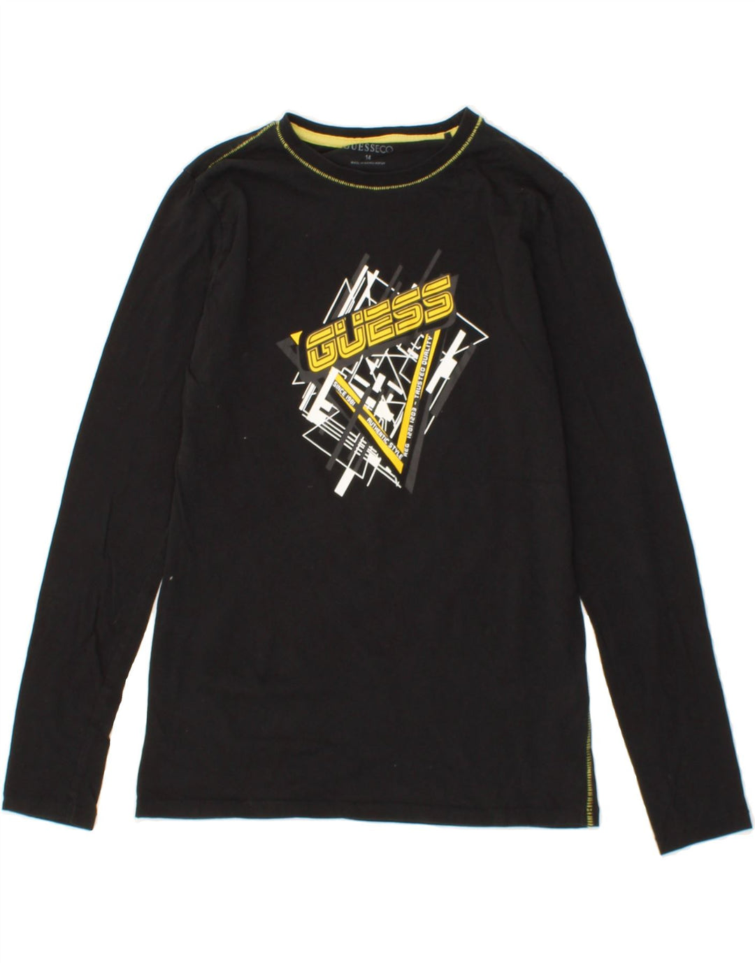 GUESS Boys Graphic Top Long Sleeve 13-14 Years Black Cotton Vintage Guess and Second-Hand Guess from Messina Hembry 