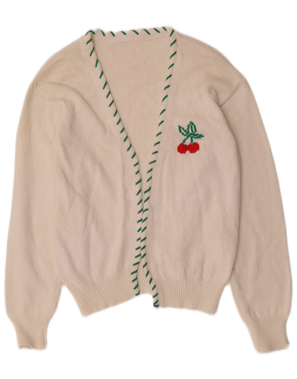 Pulover cardigan deschis pentru femei VINTAGE UK 14 Medium White