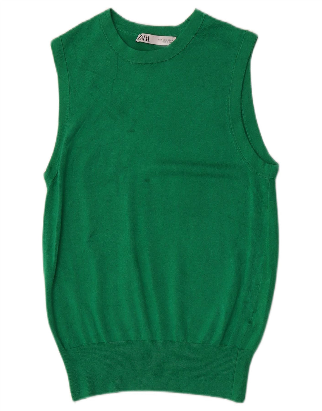 Zara Femei Vest Tank Top UK 12 Medium Green Viscose