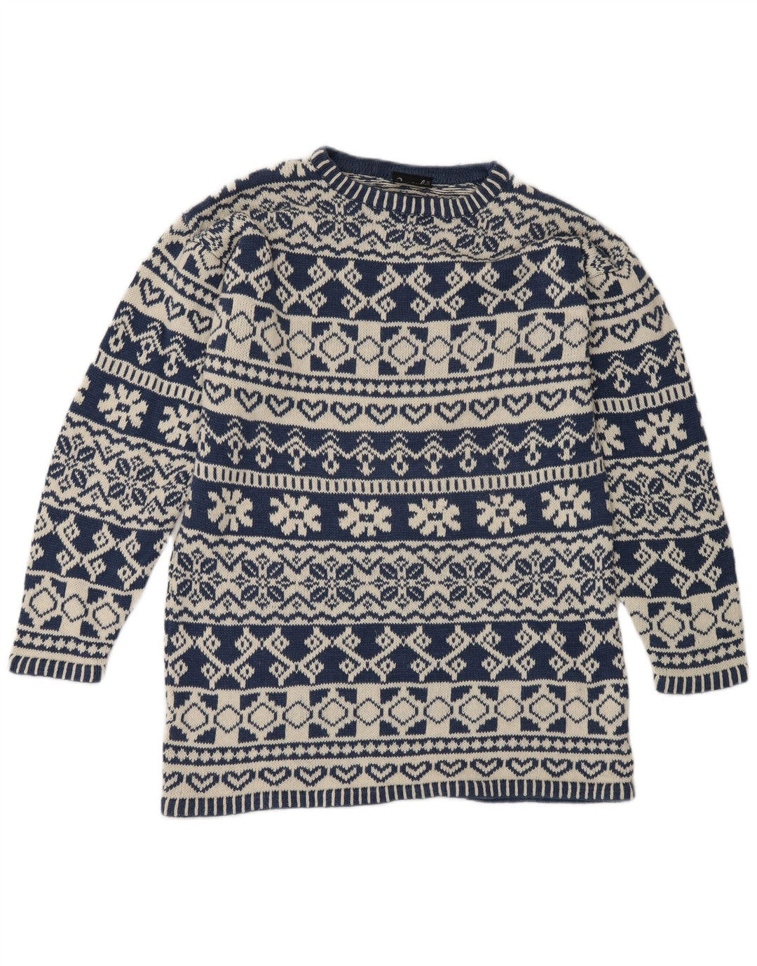 Pulover pentru bărbați Impuls cu gât crew pulover mic albastru Fair Isle Ramie
