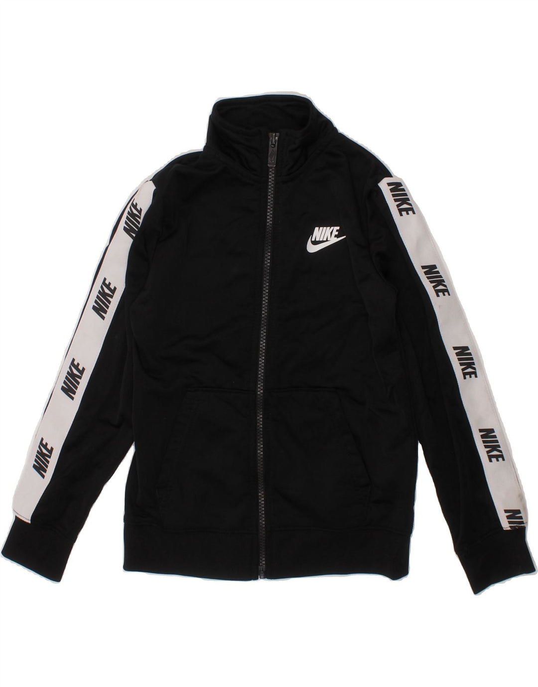 NIKE Boys Graphic Tracksuit Top Jacket 5-6 Years Medium Black Polyester Vintage Nike and Second-Hand Nike from Messina Hembry 