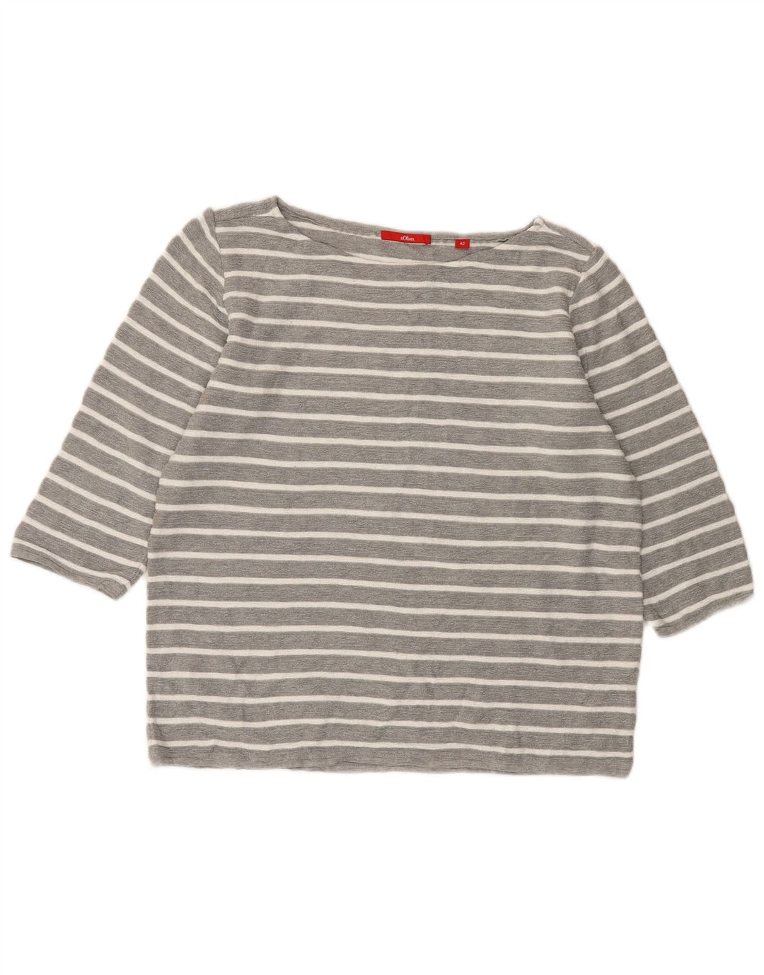 S.OLIVER Womens Top 3/4 Sleeve IT 42 Medium Grey Striped