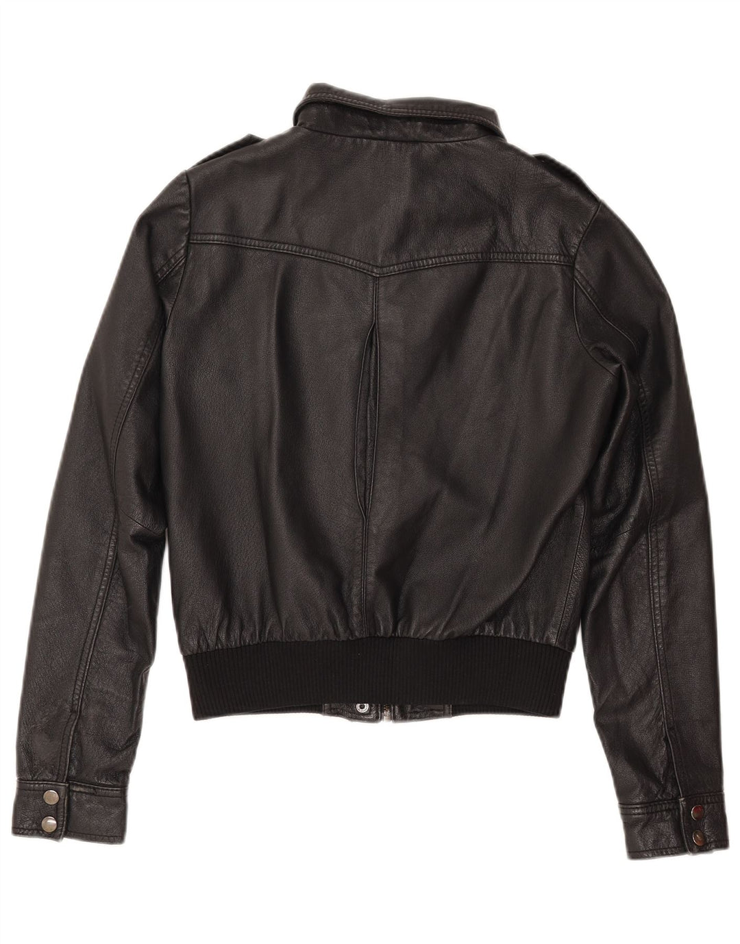 Jachetă de piele crop H&M pentru femei EU 38 Piele neagră medie