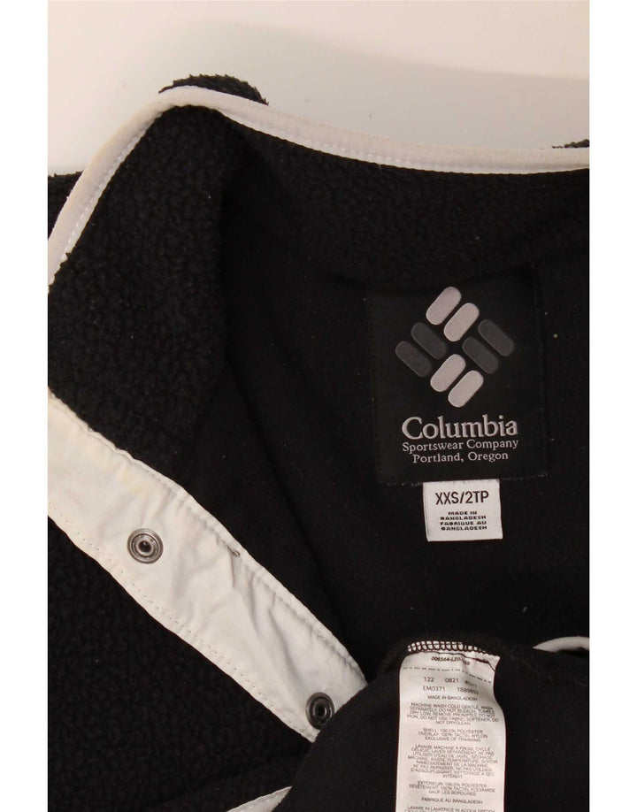 Pulover Columbia pentru bărbați, cu gât cu nasturi, fleece, 2XS, poliester negru