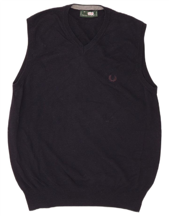 Fred Perry Vestă pentru bărbați Tank Top Mare Lână bleumarin