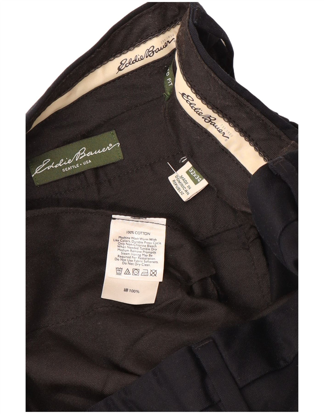 EDDIE BAUER Pantaloni chino drepți pentru bărbați L32 L34 bumbac negru