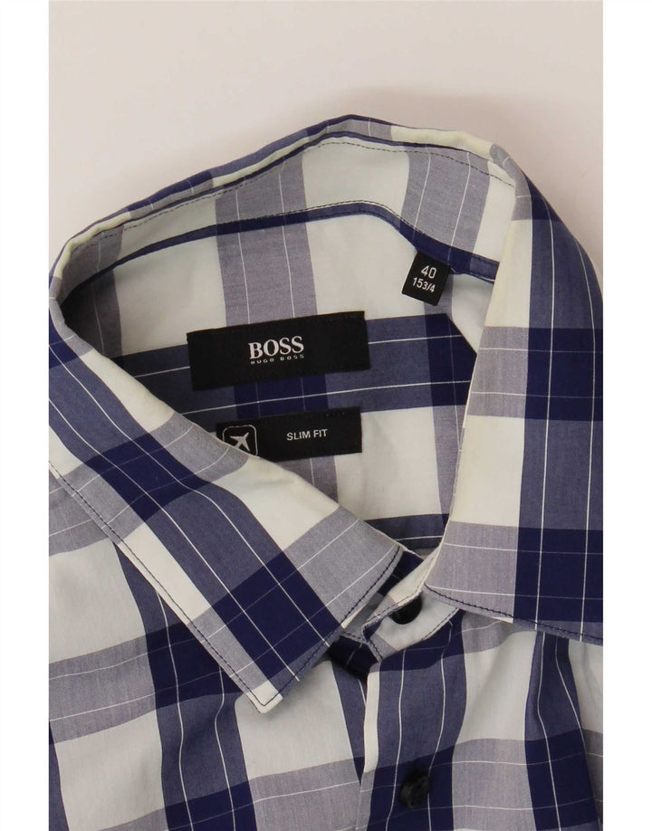 Cămașă pentru bărbați Hugo Boss Slim Fit Mărimea 40 15 3/4 Medium Blue Check