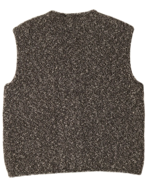 Gilet vintage pentru femei din tricot UK 16, lână mare, gri cu pete