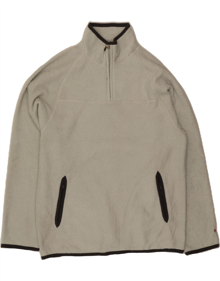 CHAMPION Mens Zip Neck Fleece Jumper Medium Grey Polyester Vintage Champion and Second-Hand Champion from Messina Hembry 