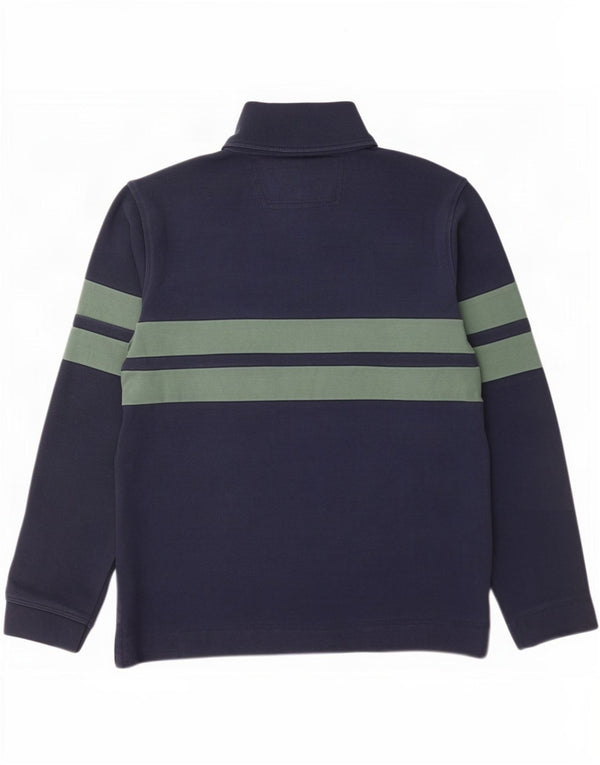 Crew Clothing Mens Zip Neck Sweatshirt Jumper Large Navy Blue Colourblock