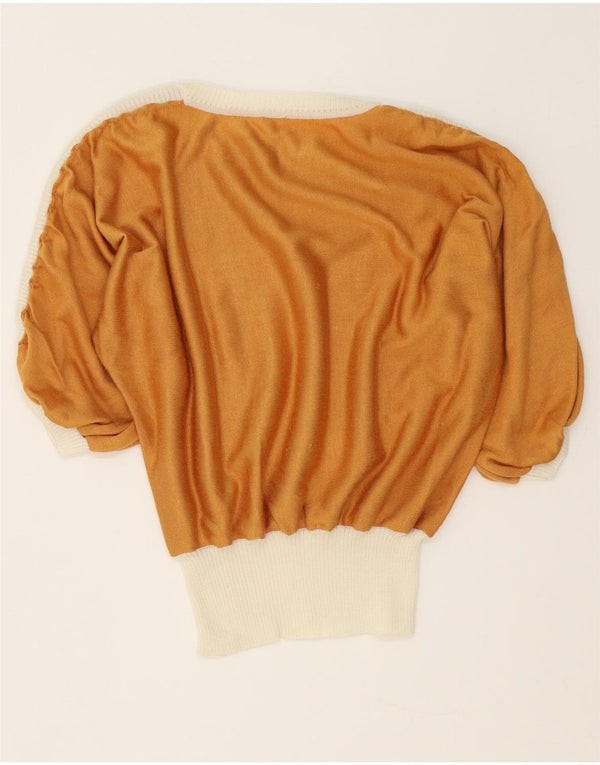 Pulover vintage pentru femei cu mâneci 3/4 cu gât de barcă, UK 18 XL, maro