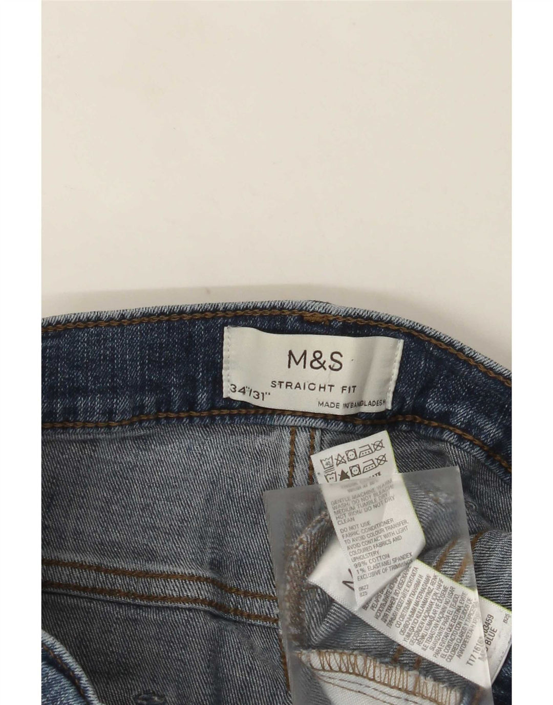 Blugi drepti pentru bărbați Marks & Spencer W34 L31 Bumbac albastru
