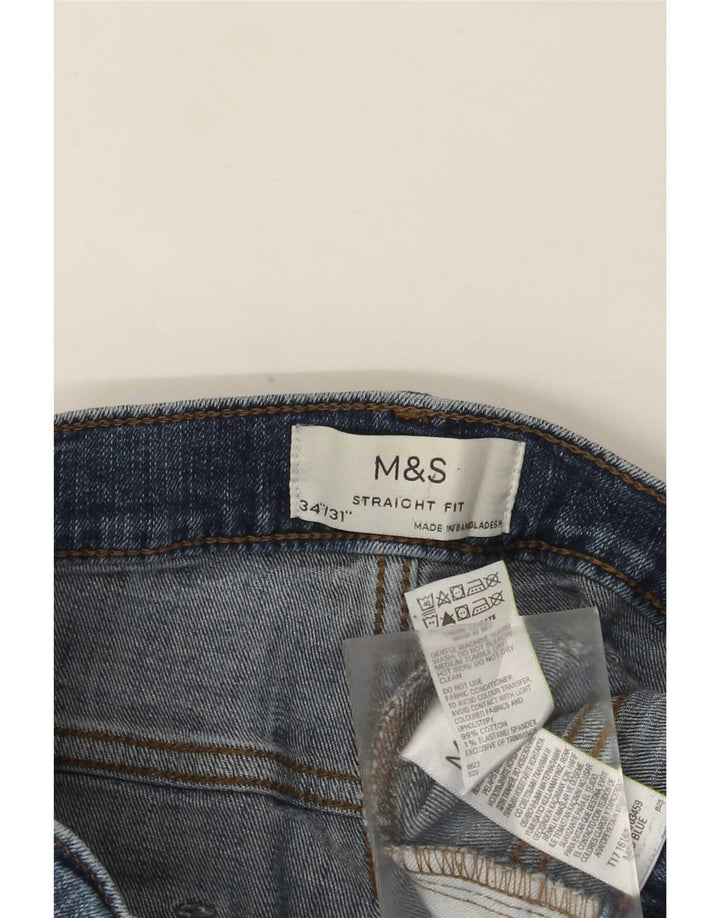 Blugi drepti pentru bărbați Marks & Spencer W34 L31 Bumbac albastru