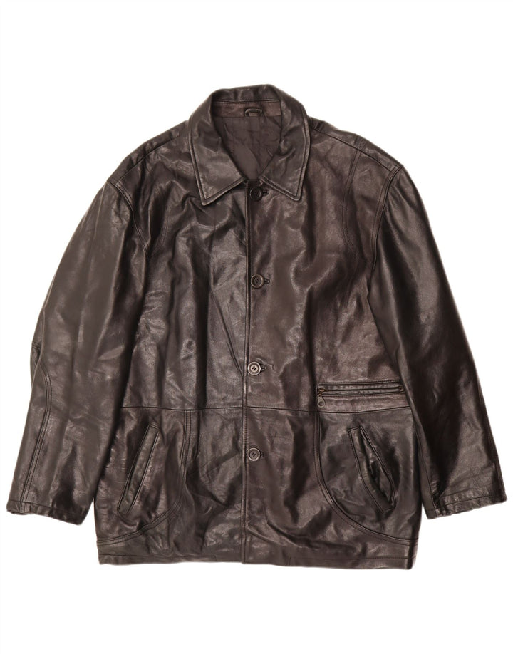 Geacă din piele vintage pentru bărbați IT 52 XL din piele neagră