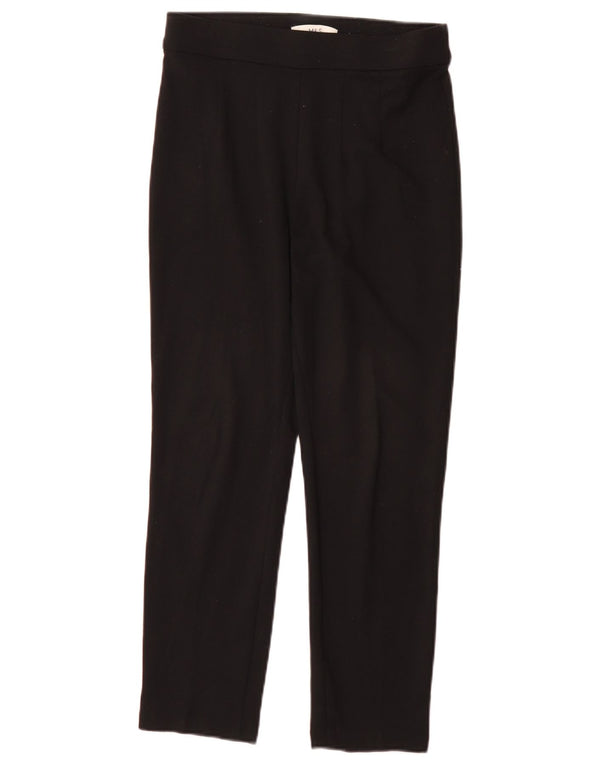 Marks & Spencer Womens Slim Trousers UK 10 Small W28 L27 Black Viscose